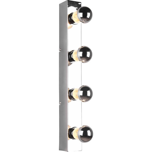 LED Wandlamp - Trion Teatri - E27 Fitting - Spatwaterdicht IP44 - Rechthoek - Mat Chroom - Aluminium