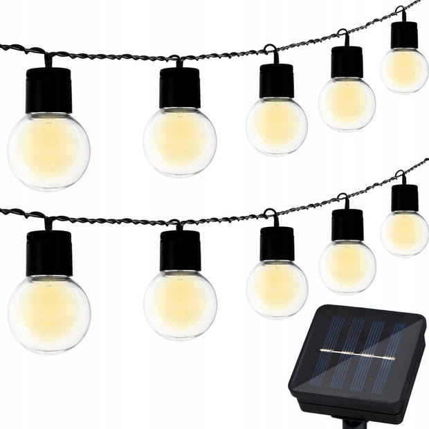 LED Lichtsnoer met Zonne-energie - Dag en Nacht Sensor - Prixa Dipy - Warm Wit 3000K - 3.35 Meter - 10 LED's -