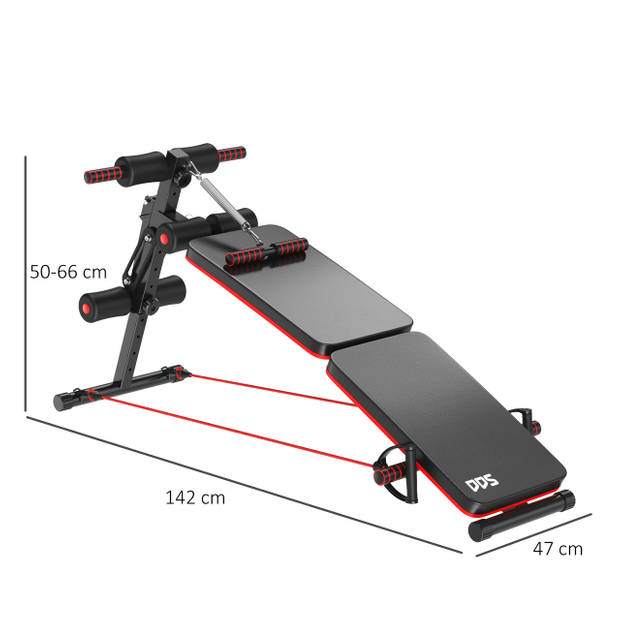 Fitnessbank - Fitnessbank verstelbaar - Halterbank - Buikspierbank - Fitness - 142 x 47 x 66 cm