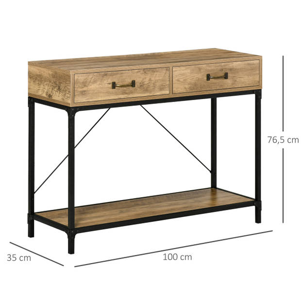 Wandtafel met 2 lades - Haltafel - Halmeubel - Meubels - Opbergkast - Kast - IndustriÃ«le kast - 100L x 35B x 76,5H cm