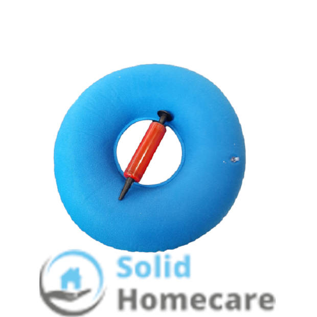 Solid Homecare zitring aambeienkussen inclusief pompje blauw - 34 cm