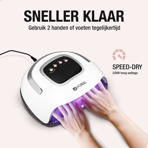 ForDig 220W Professionele Nageldroger voor Gel Nagels - Nagellak Droger met UV LED Lamp en Timer voor Gelnagels -