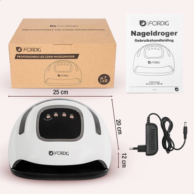 ForDig 220W Professionele Nageldroger voor Gel Nagels - Nagellak Droger met UV LED Lamp en Timer voor Gelnagels -