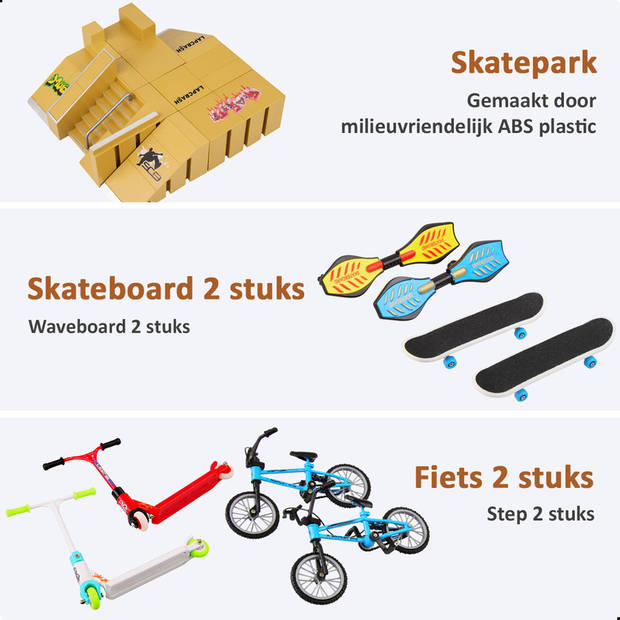 AWEMOZ Fingerboard Skatepark - Vinger Skateboard - Mini Skateboard - Skate Ramp - Vinger Step - 8 accessoires