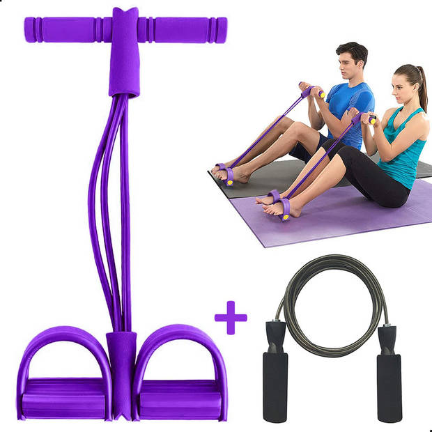 AWEMOZ Elastische Buikspiertrainers - Paars - Ab Trainer - Ab Roller - Ab Wheel - Buikspierwiel - Buikspieren