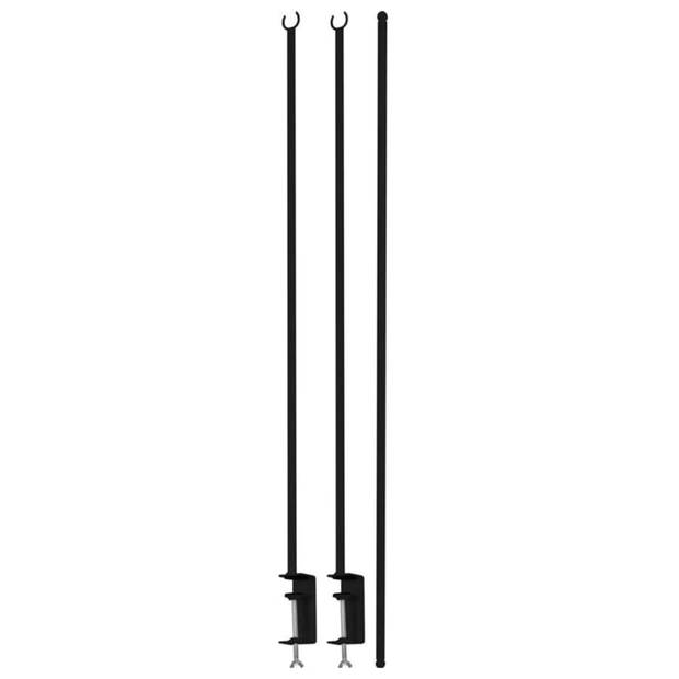 Pro Garden Tafelklem 3-delig Staal Zwart Verstelbaar 135-250 cm Hoogte 100 cm
