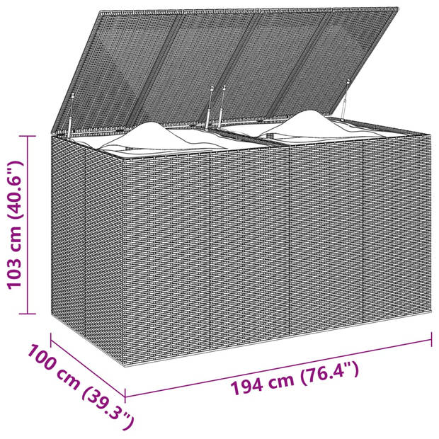 vidaXL Tuinbox 194x100x103 cm polyetheen rattan bruin