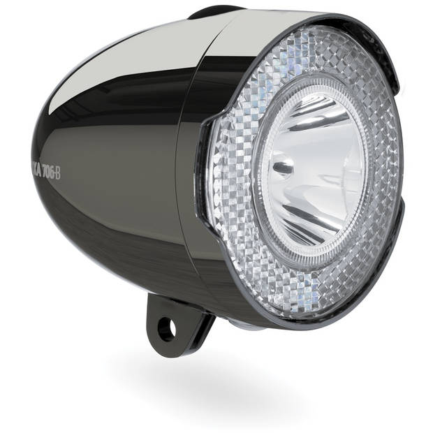 AXA koplamp 706-B Retro 15 lux led batterij chroomzwart