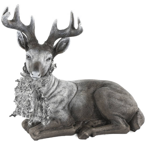 Non-Branded kerstfiguur Hert Baldur 27 cm polysteen zilver