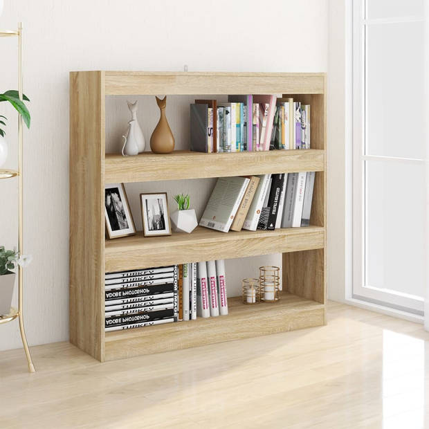 The Living Store Boekenkast Strak Hout - 100 x 30 x 103 cm - Sonoma Eiken