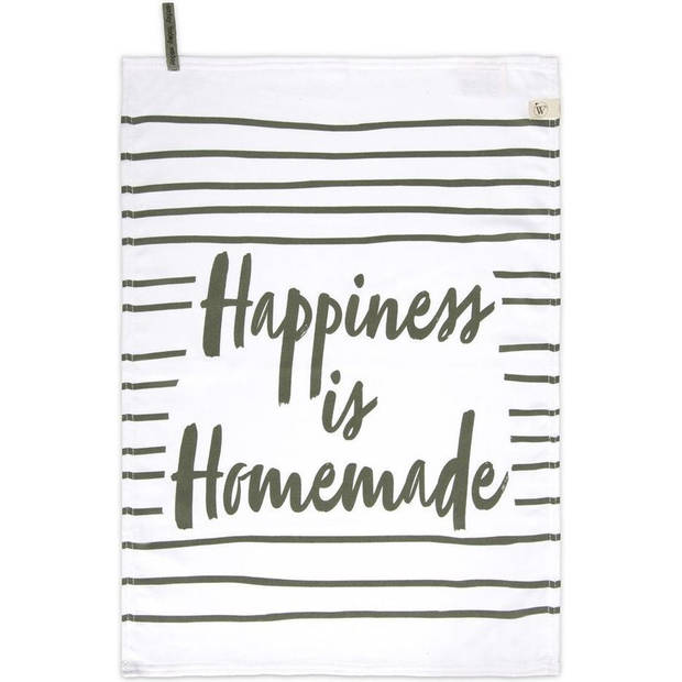 Walra Theedoek Happiness Legergroen 50 x 70 cm