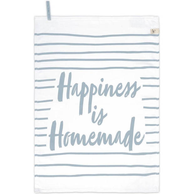 Walra Theedoek Happiness Jeans Blauw 50 x 70 cm