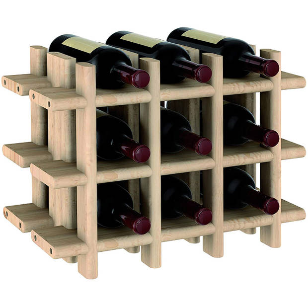 Sareva Wijnrek Rioja - uitbreidbaar - 43 x 22 x 35 cm - 9 flessen - massief grenenhout