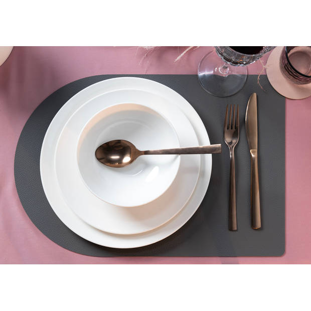 Jay Hill Placemat - Vegan leer - Grijs / Roze - Bread - dubbelzijdig - 44 x 30 cm