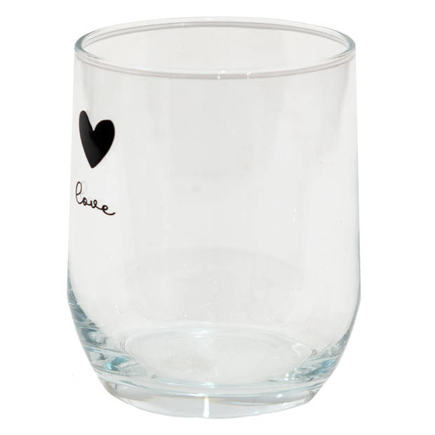 Clayre & Eef Waterglas 300 ml Glas Hart Love Drinkbeker Transparant Drinkbeker