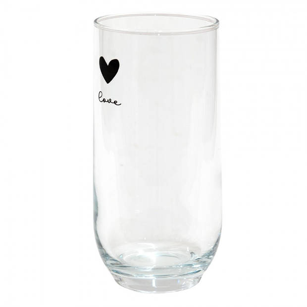 Clayre & Eef Waterglas 280 ml Glas Hart Love Longdrinkglas Transparant Longdrinkglas