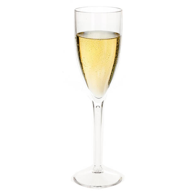 Champagne/prosecco flute glas - 15 cl/150 ml - onbreekbaar transparant kunststof - bruiloft glazen - Champagneglazen