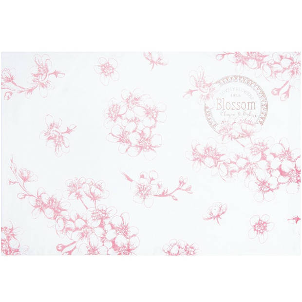 Clayre & Eef - 100 % Katoenen Placemats 6 Stuks - Blossom Oudroze