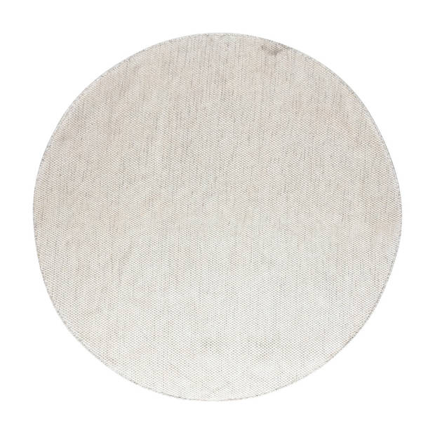 Vloerkleed Gerecycled Materiaal Rond Ciro Beige/wit