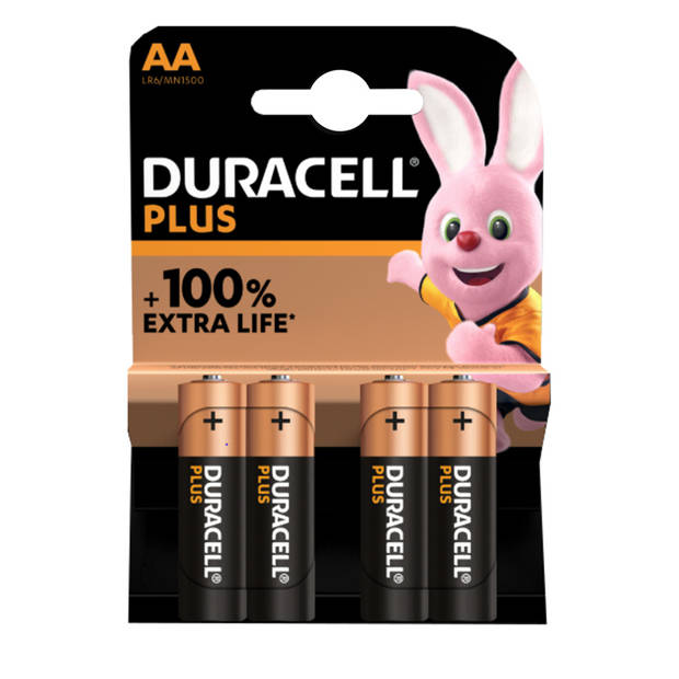 Duracell Plus alkaline AA batterijen per 4 stuks