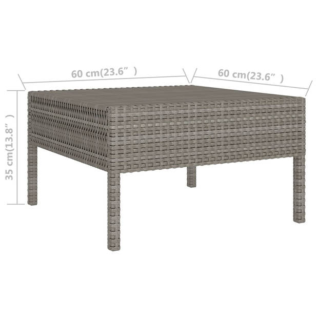 The Living Store Loungeset Tuinmeubelset - Grijs - PE-rattan en gepoedercoat staal - Afmetingen tafel- 60x60x35cm -