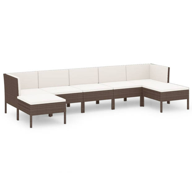 vidaXL 7-delige Loungeset met kussens poly rattan bruin