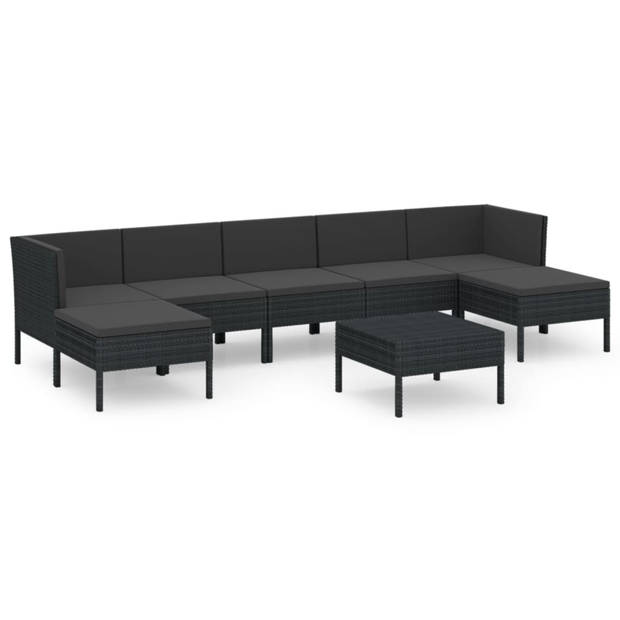 vidaXL 8-delige Loungeset met kussens poly rattan zwart