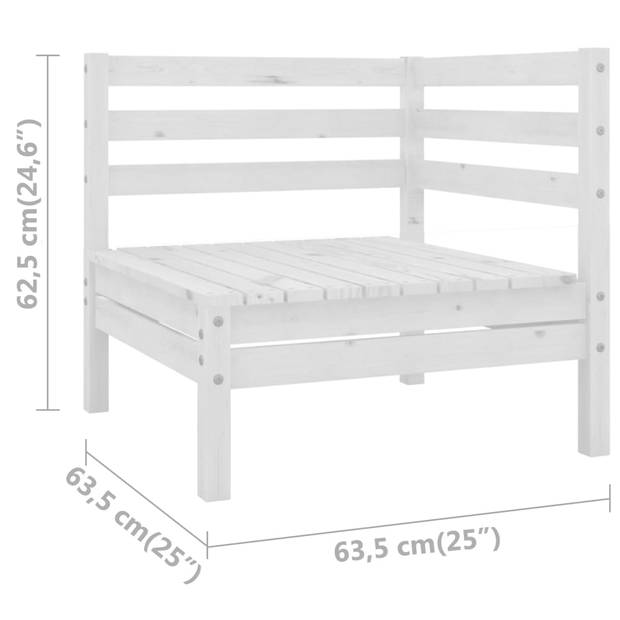 vidaXL 3-delige Loungeset massief grenenhout wit