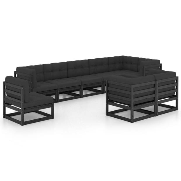 vidaXL 9-delige Loungeset met kussens massief grenenhout