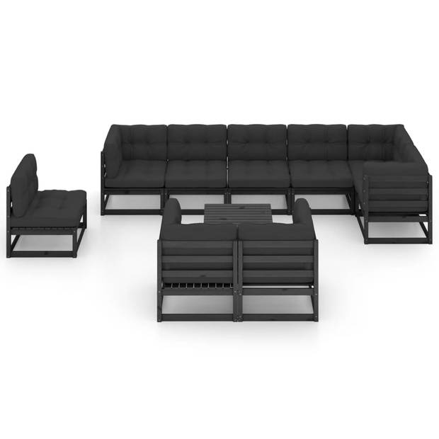 vidaXL 10-delige Loungeset met kussens massief grenenhout