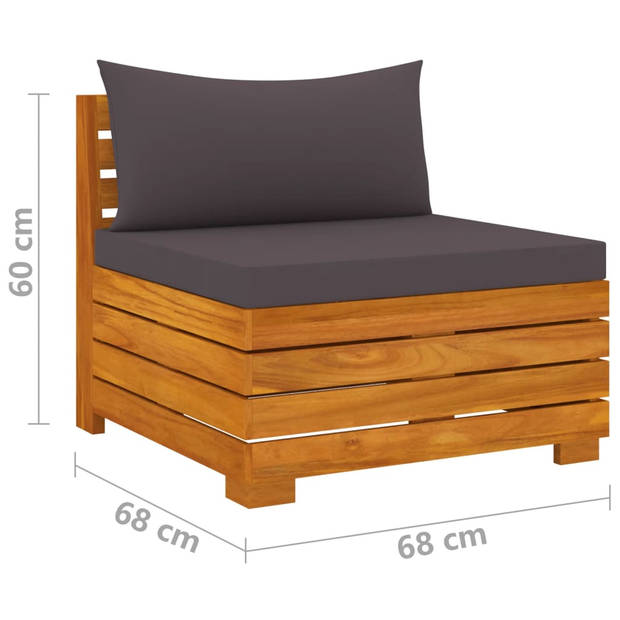 The Living Store Tuinset Hampshire - Hoek/middenbank 68x68x60 cm - Tafel 68x68x30 cm - Donkergrijze kussens