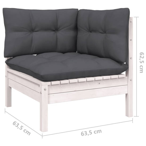 vidaXL 10-delige Loungeset met kussens grenenhout wit