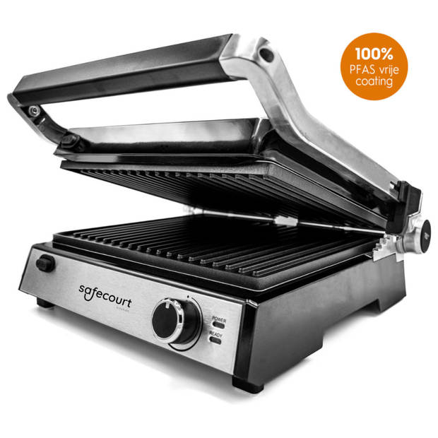 Safecourt Kitchen Tosti apparaat - Grill apparaat - Uitneembare platen ContactGrill - 3-in-1 -180 °C grill