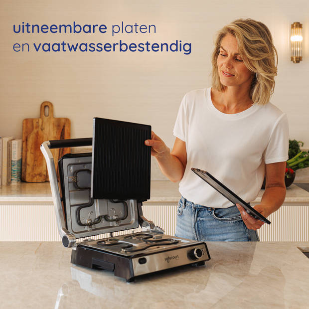 Safecourt Kitchen Tosti apparaat - Grill apparaat - Uitneembare platen ContactGrill - 3-in-1 -180 °C grill