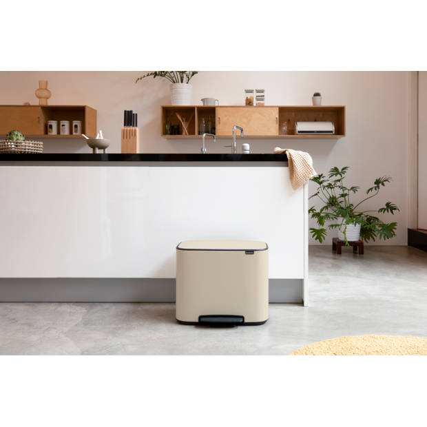 Brabantia Bo pedaalemmer 11 + 23 liter met 2 kunststof binnenemmers - Soft Beige