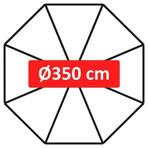 Zweefparasol VirgoFlex Grijs Ø350 cm - inclusief kruisvoet