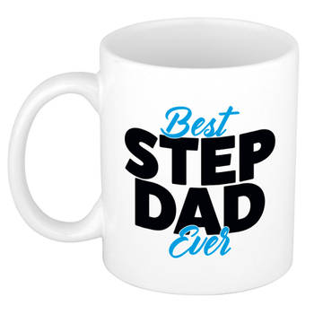 Best step dad ever mok / beker wit 300 ml - Cadeau mokken - Papa/ Vaderdag - feest mokken
