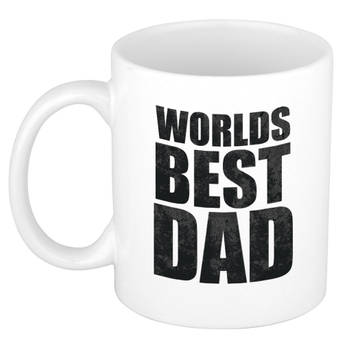 Worlds best dad mok / beker wit 300 ml - Cadeau mokken - Papa/ Vaderdag - feest mokken