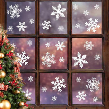Fissaly® 270 Stickers Sneeuwvlokken Winter & Kerst Raam Decoratie – Kerstversiering voor Binnen - Raamstickers