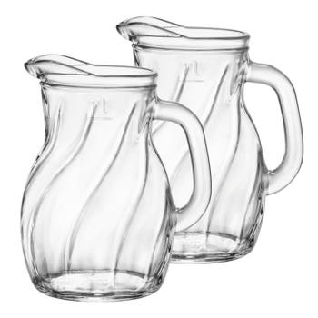 2x stuks glazen schenkkannen/waterkannen 1 liter - Waterkannen