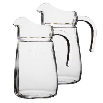 2x stuks glazen schenkkannen/karaffen 2,3 liter - Waterkannen