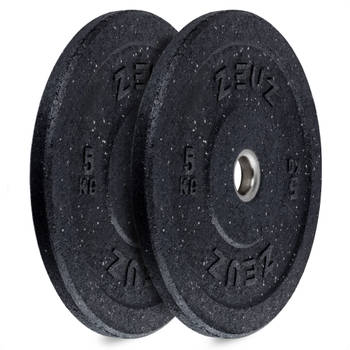 ZEUZ® Halterschijf 2 Stuks 5 KG – Gewichten Set – 5kg Bumper Plates – voor 50 mm Halter – Crossfit & Fitness