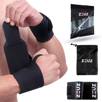 ZEUZ® 2x Fitness & CrossFit Polsband - Wrist wraps – Krachttraining – Polsbrace – Zwart