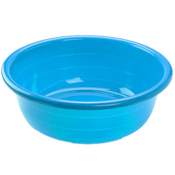 Grote kunststof teiltje/afwasbak rond 11 liter blauw - Afwasbak