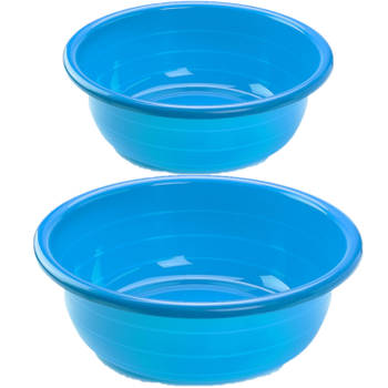 Voordeel set multi-functionele kunststof afwas teiltjes blauw in 2-formaten - Afwasbak