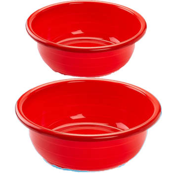 Voordeel set multi-functionele kunststof afwas teiltjes rood in 2-formaten - Afwasbak