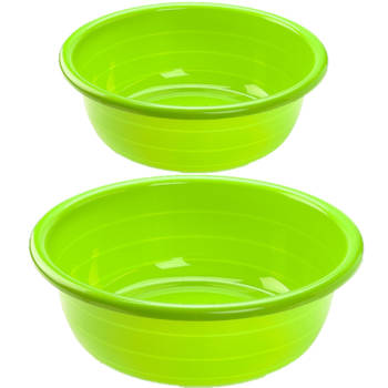 Voordeel set multi-functionele kunststof afwas teiltjes groen in 2-formaten - Afwasbak