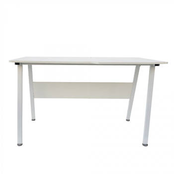 Computertafel bureau Stoer - industrieel modern - 130 cm breed - wit frame wit tafelblad