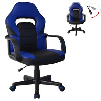 Gamestoel Thomas junior - bureaustoel racing gaming stijl - hoogte verstelbaar - zwart blauw