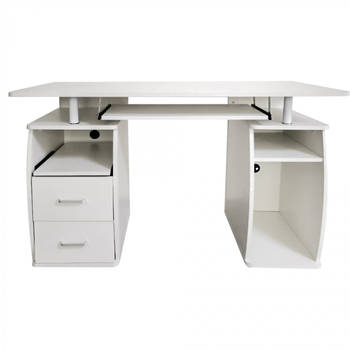 Bureau computertafel - praktisch veel opbergruimte in lades en vakken - 120 cm breed - wit